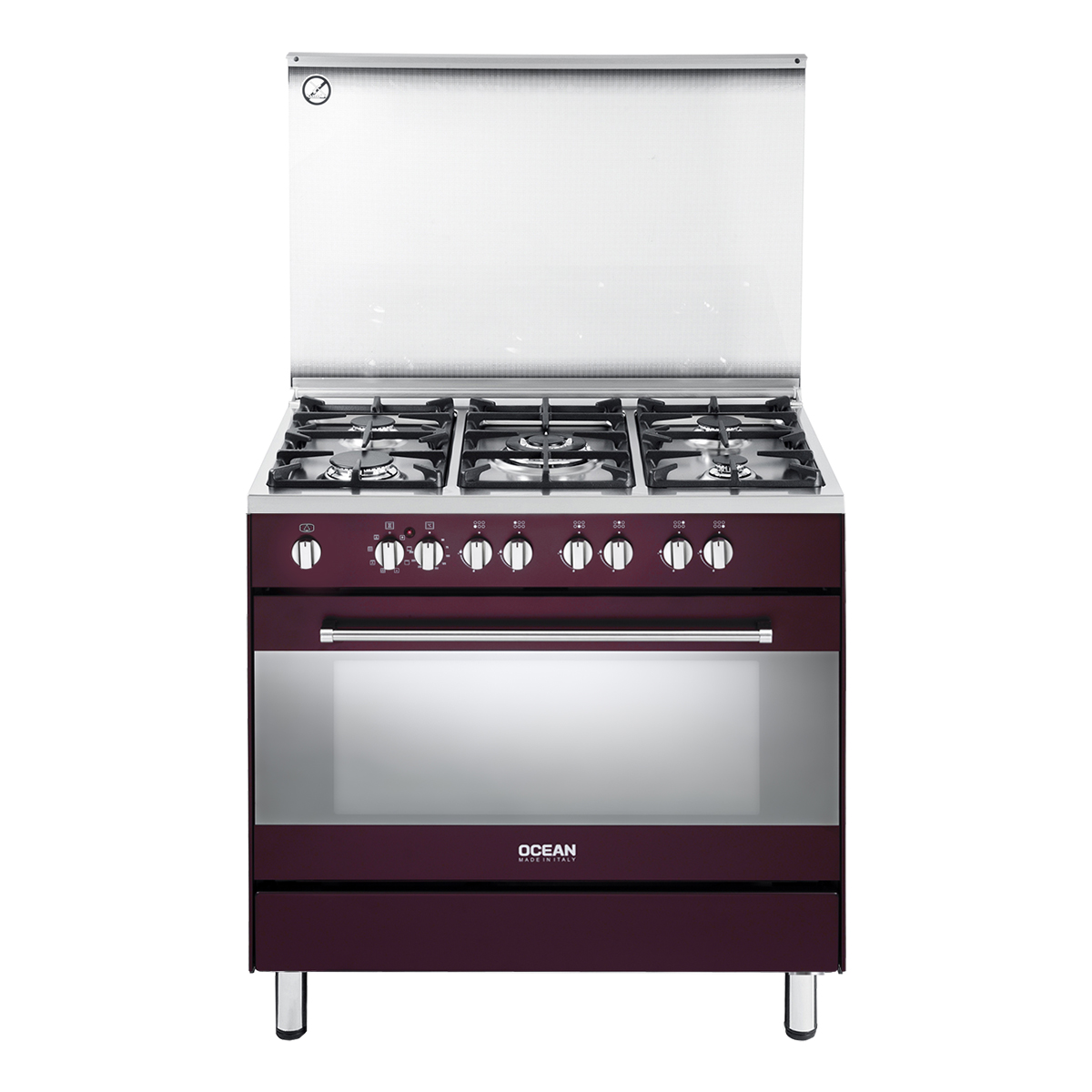 Cuisinière à gaz rouge - 90cm - Four XXL